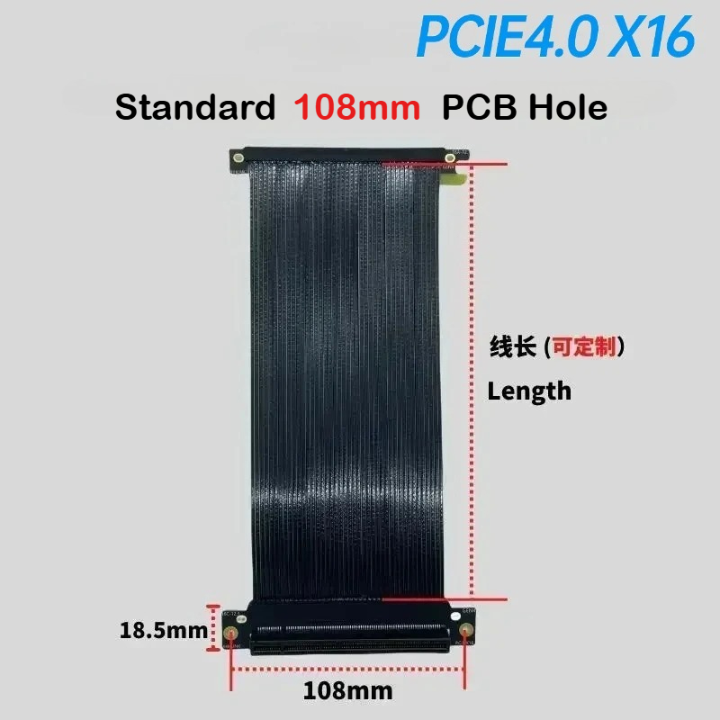 Itx Gpu Riser Pcie 4.0 16X - Posrebrzany Pojedynczy Odwrócony Kabel Przedłużający Kartę